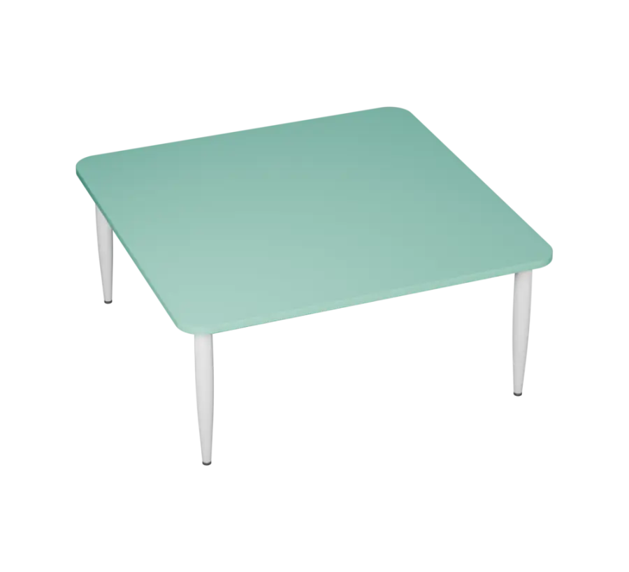PLAYFORM 26 modulární hravé stoly, výška 520 mm, kovová podnož bílá, deska 25 mm, sněžně modrá
